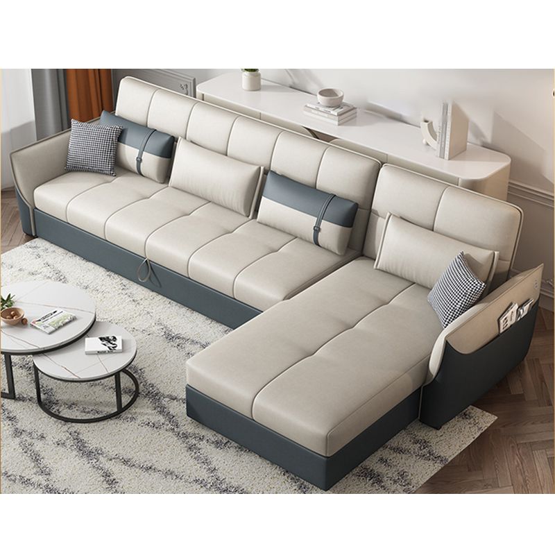 Manual Reclining Cushion Back Sectional Sofa 35.43"High Fabric Sofa Bed with Storage