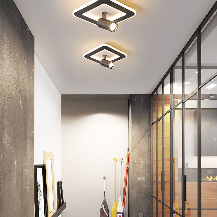 1-Light Iron LED Semi Ceiling Light in Modern Creative Style Acrylic Flush Mount for Cloakroom