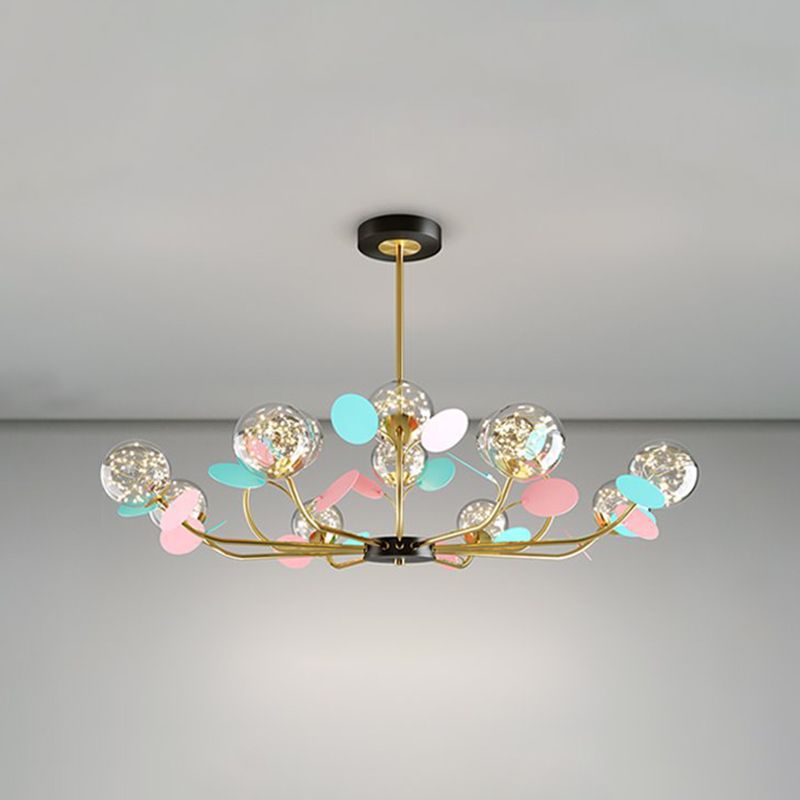 Spherical Shape Chandelier Light Modern Style Glass Multi Light Hanging Light for Kitchen