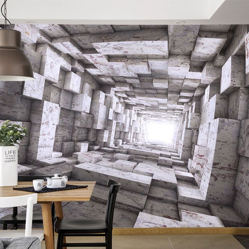 Photo Outspread 3D Geometries Mural Full Size Wall Art for Coffee Shop, Made to Measure