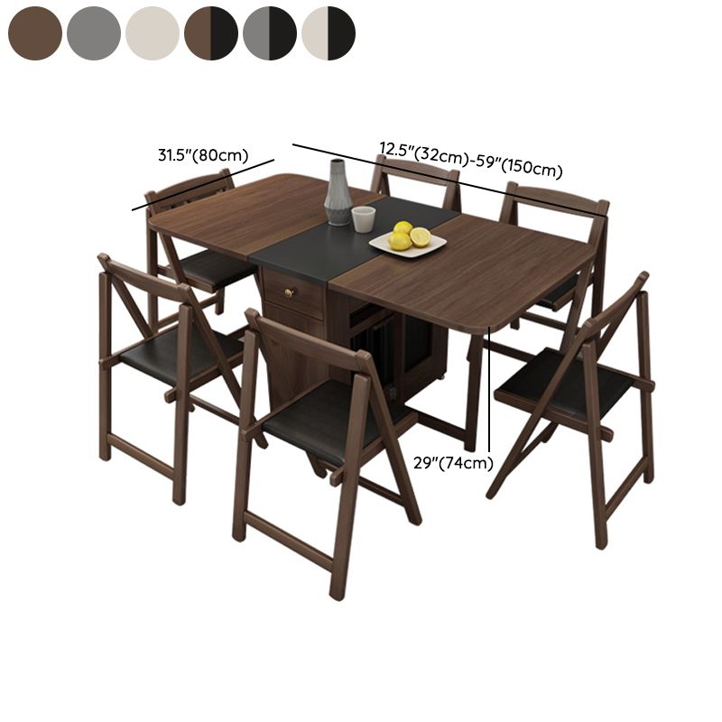 3/5/7 Pieces Modern Folding Solid Wood Multi Purpose Dining Set for Home