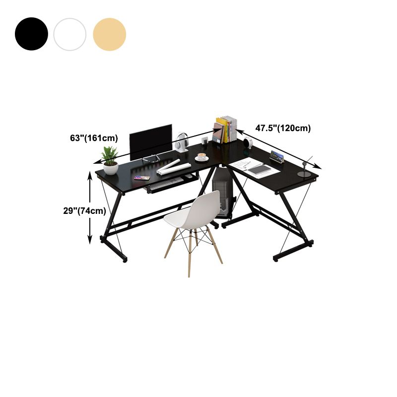 Metal and Wooden Computer Desk Modern L-Shape Keyboard Tray Office Desk for Office