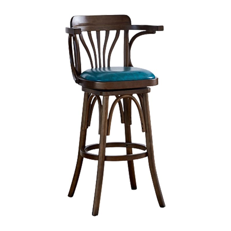 Contemporary Swivel Bar Stool Upholstered Counter Height Stool with Wood Frame