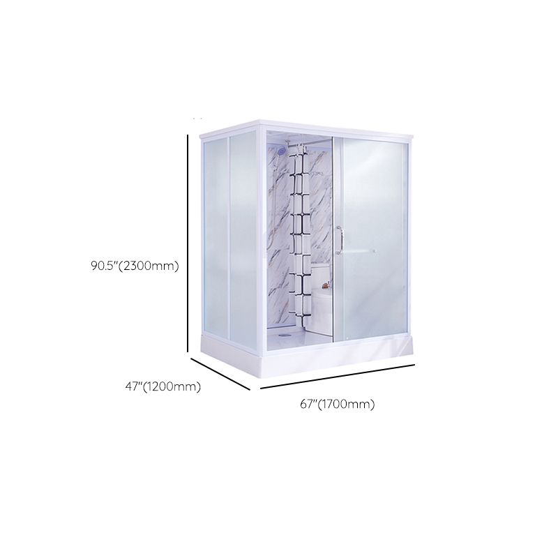 Rectangle Tempered Glass Shower Stall Frosted Semi-Frameless Shower Stall