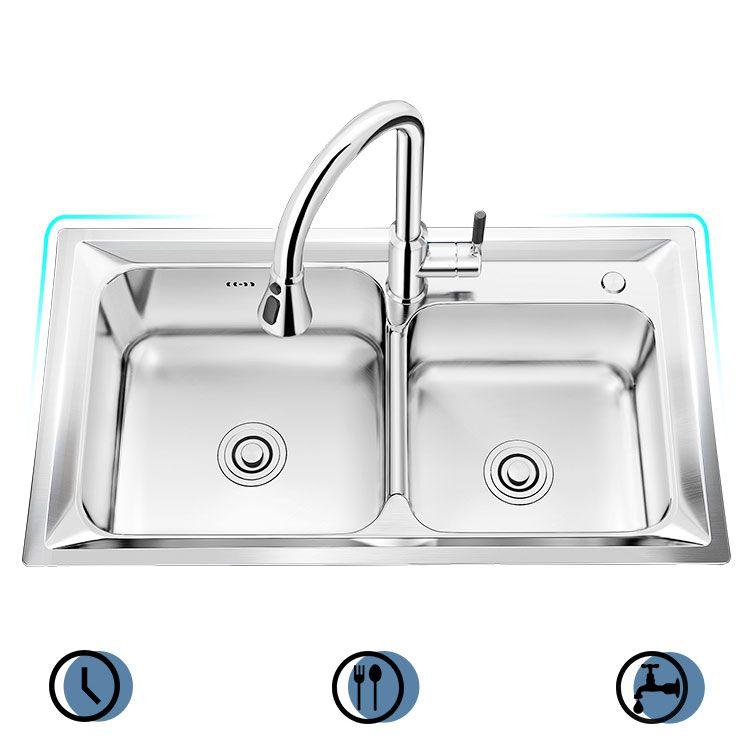 Modern Style Kitchen Sink Stainless Steel Noise-cancelling Design Drop-In Kitchen Sink