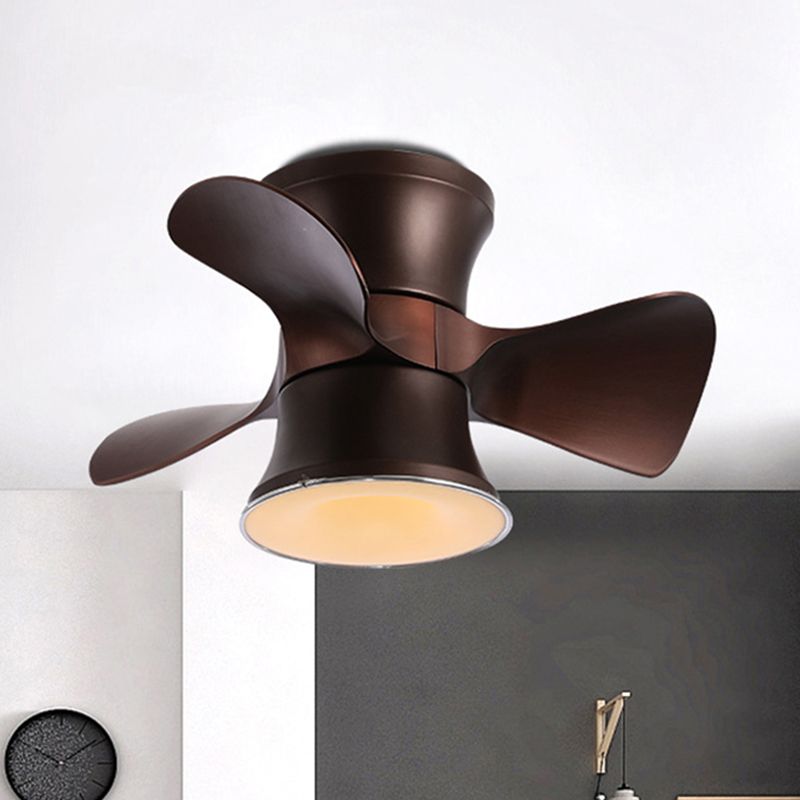 23,5 "W Mont à chasse à l'échelle évasée Ventilateur de plafond à LED blanc / café minimaliste avec 3 lames