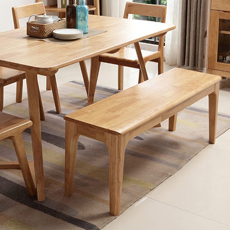 Modern Rectangle Oak Bench Solid Color Bench with Legs for Kitchen