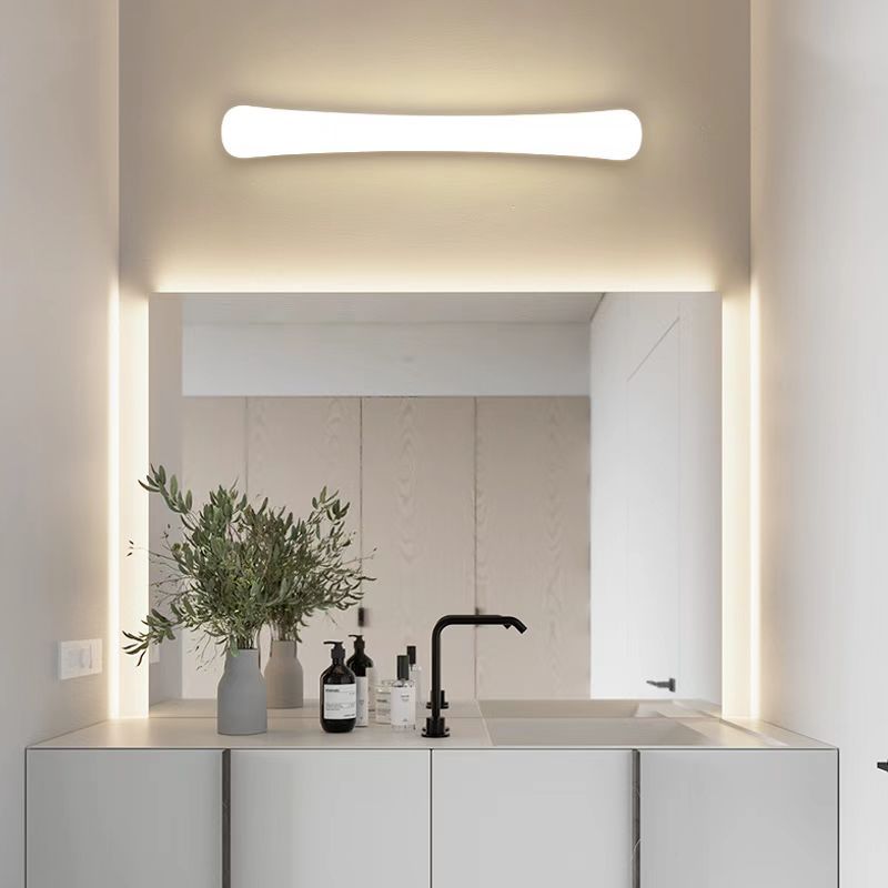 Modern Plastic Vanity Light Straight 1 Light Mirror Light in White for Bathroom