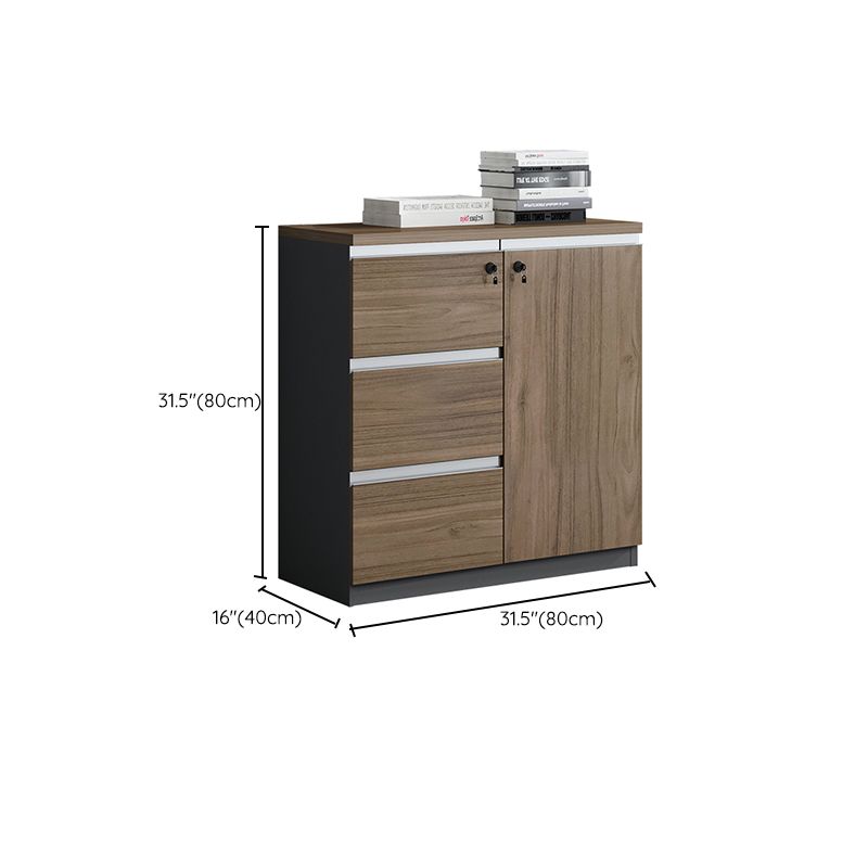 Nordic Style Lateral File Cabinet Wood File Cabinet with Locking Storage