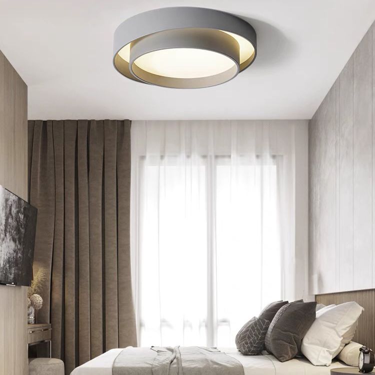 Modern Minimalist LED Ceiling Light Wrought Iron Circular Flush Mount with Acrylic Shade