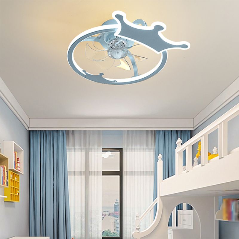 Éclairage de ventilateur de plafond LED de bande dessinée semi-fluste en forme de bague acrylique pour pépinière