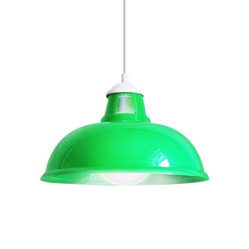 Vintage Bowl Shade Pendant Light 1 lamp Acryl plafondarmatuur Licht met muntpatroon in rood/geel/groen voor restaurant