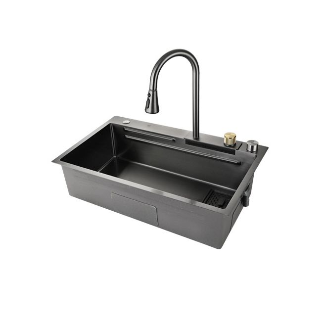 Contemporary Kitchen Sink Stainless Steel Single Bowl Kitchen Sink with Basket Strainer