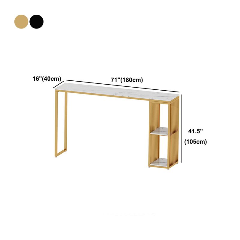 Rectangle Stone Bar Dining Table Contemporary Bar Table with Sled Base