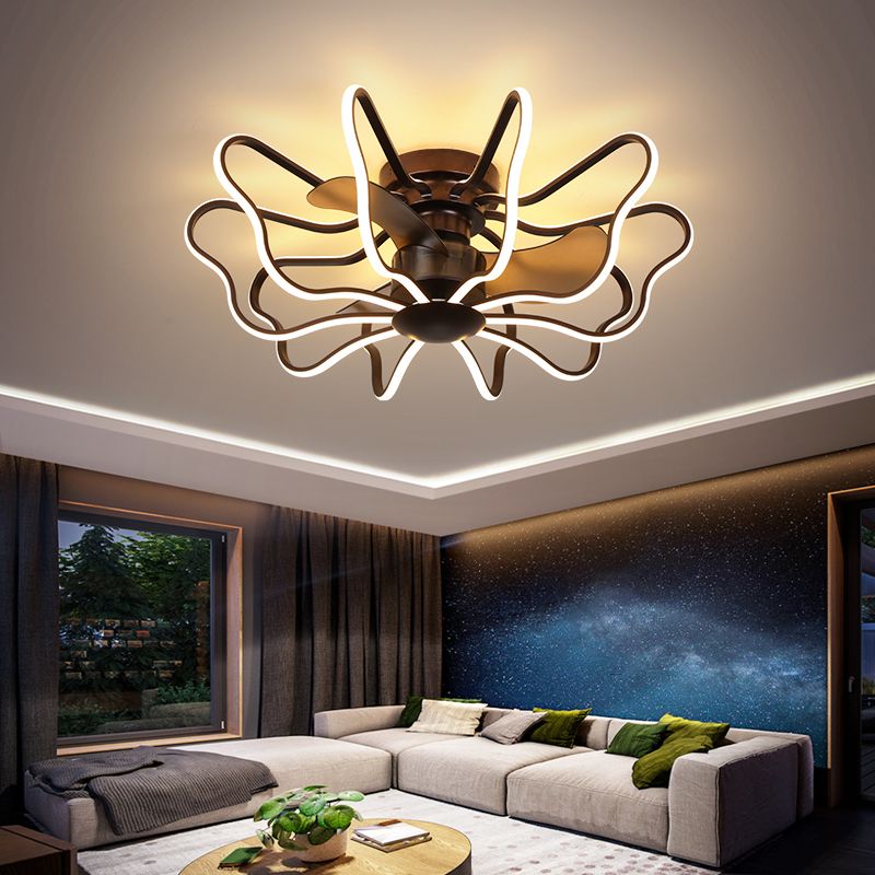 Metal Ceiling Fan Lamp Simplicity Style LED Ceiling Lighting for Bedroom