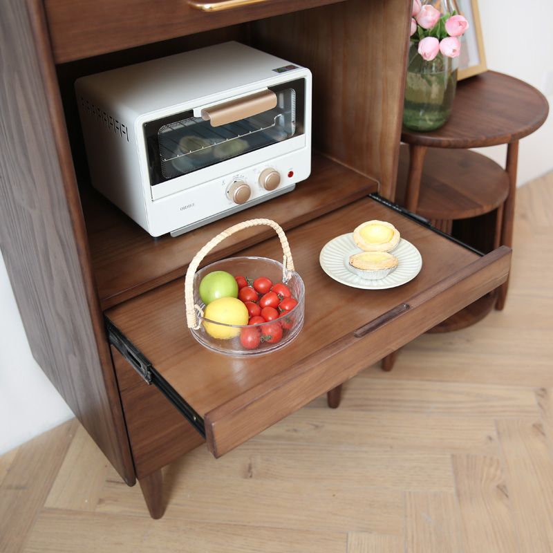 Traditional Glass Doors Solid Wood Storage Cabinet for Dining Room