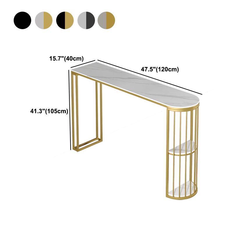 Marble Patio Bar Table with Specialty Table Top Double Pedestal Table - 41.3" H