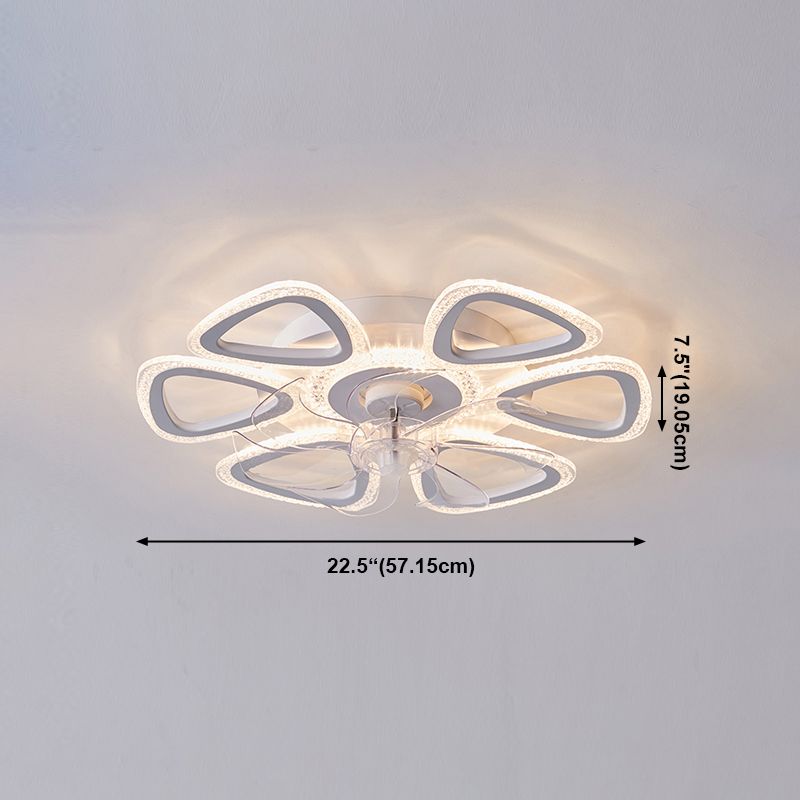 Nordic Metal Ceiling Fan Lamp Multi-Head Flush Mount Light Fixture with ABS Fan Blade