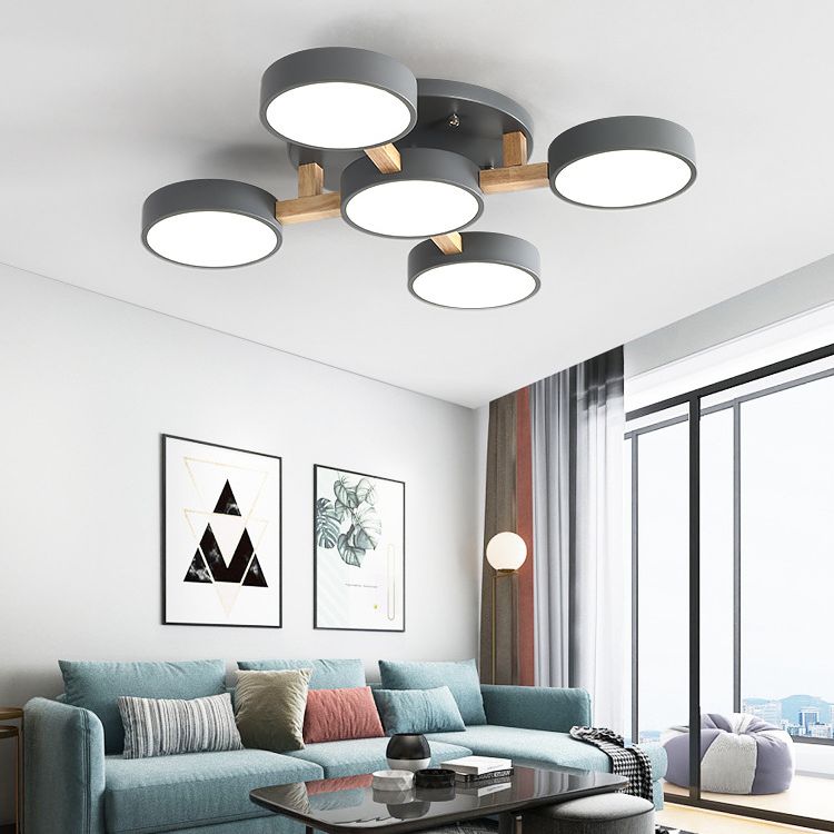 Nordic Molecular Semi Mount Lighting Metallic 5-Light Living Room Ceiling Light