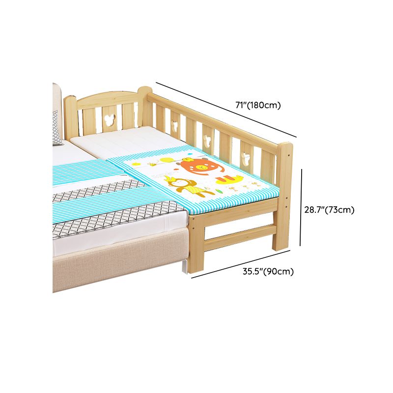 Glam Baby Crib with Mattress Washed Natural Wood with Guardrail Nursery Bed