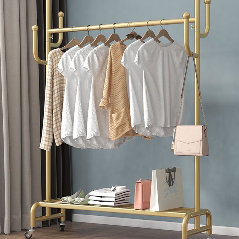 Modern Style Coat Rack Metallic Free Standing Hooks Design Coat Hanger with Shelve