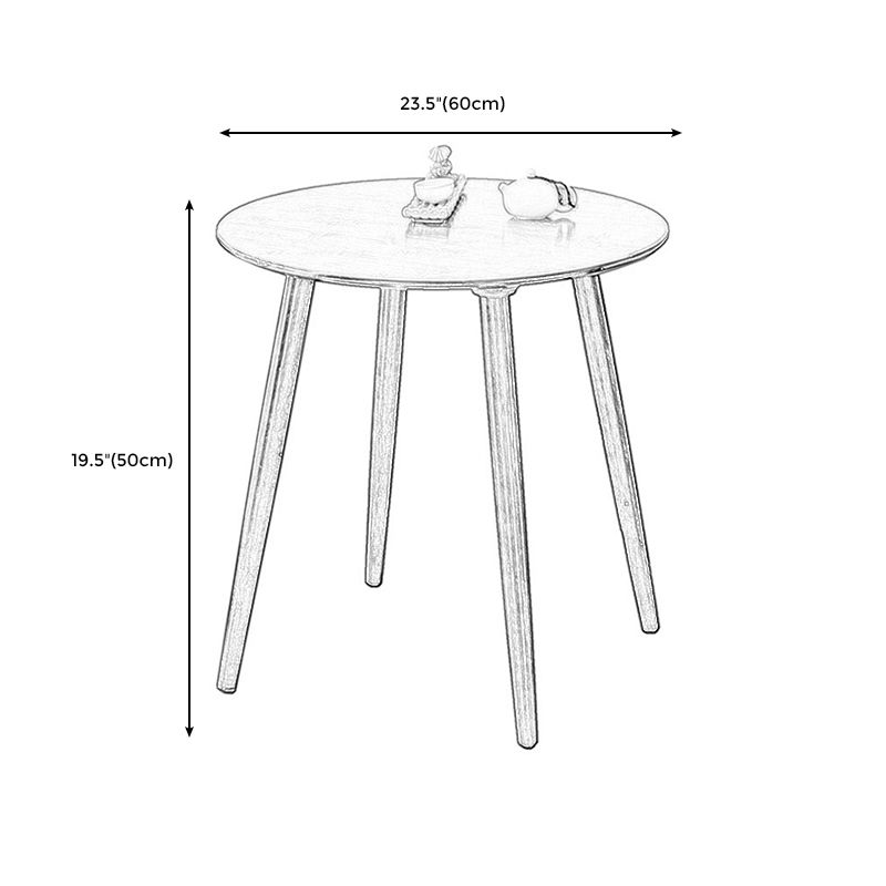 Scandinavian Brown/Natural Wood Top End Table 4 Legs Round Side Table