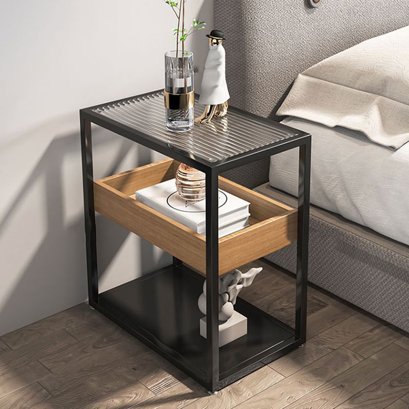 Open Storage Bedside Cabinet Modern Bed Nightstand for Bedroom