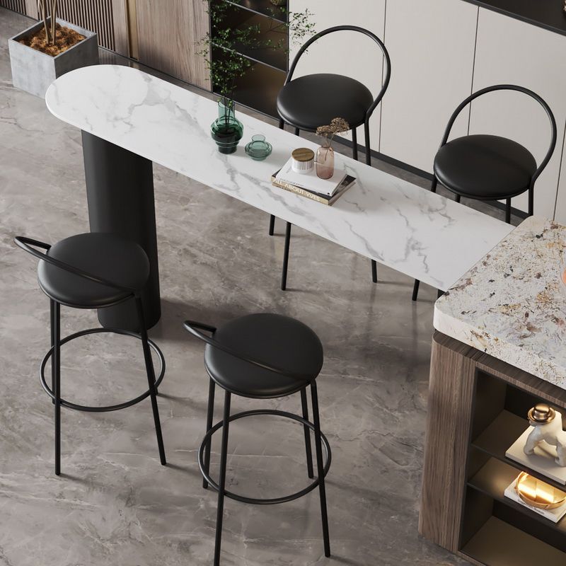 White Modern Style Table in Faux Marble and Metal Milk Tea Shop Bar Table