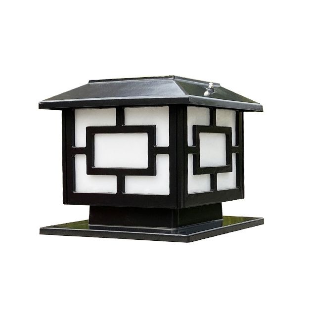 Contemporary Pillar Lamp Minimalist Solar Lamp with Acrylic Shade for Backyard