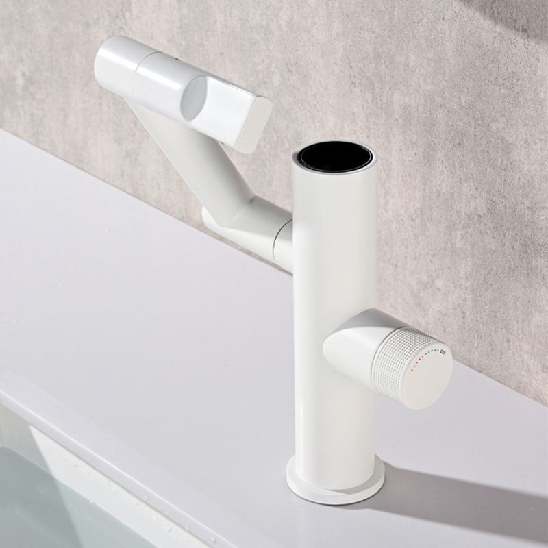 Contemporary Sink Faucet Solid Color Knob Handle Brass Bathroom Faucet