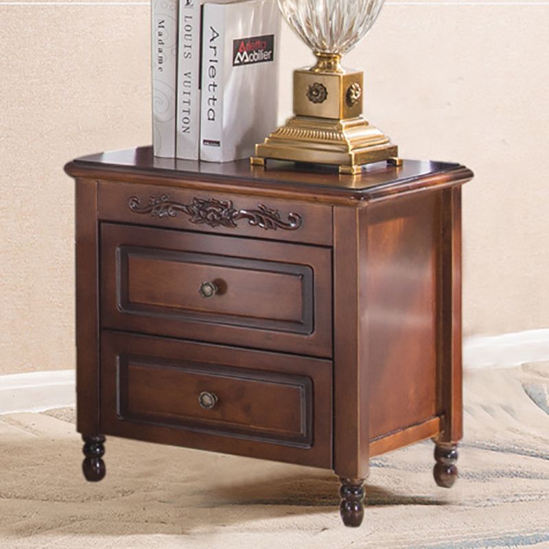 17.5"W X 20"H Traditional Nightstand Rubber-wood Night Table for Living Room