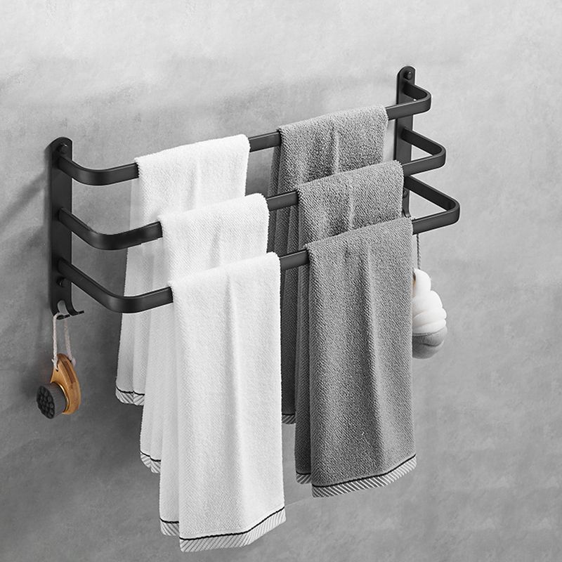 Matte Black Contemporary Bathroom Accessory Set with Bath Shelf & Towel Bar