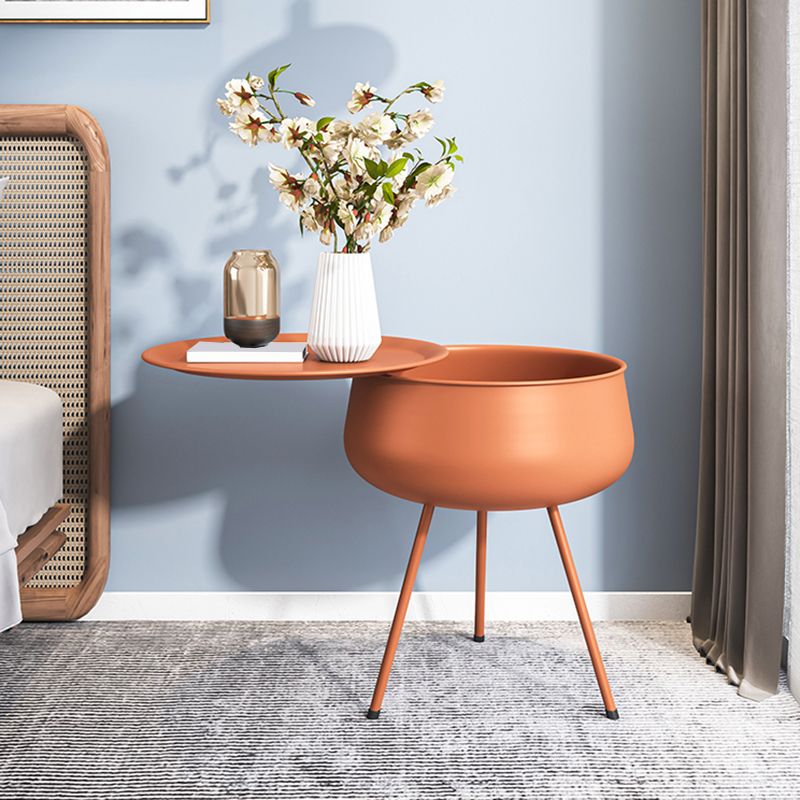 Metal Modern Nightstand Iron Round Non-Storage Night Table with Legs