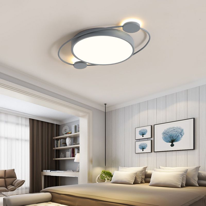 LED Gray Ceiling Light Contemporary Flush Mount Lighting for Bedroom