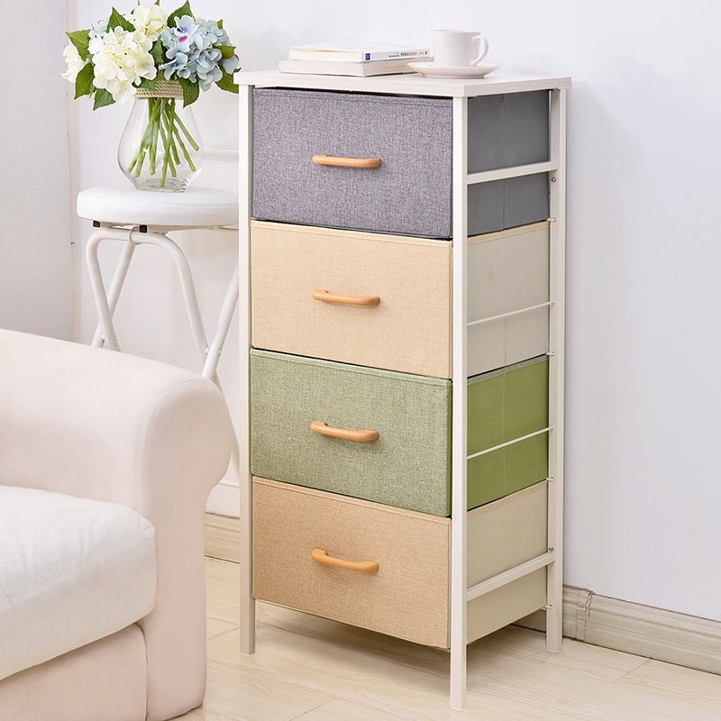 Contemporary Storage Chest Fabric Bins Chest with Drawers for Home/Office