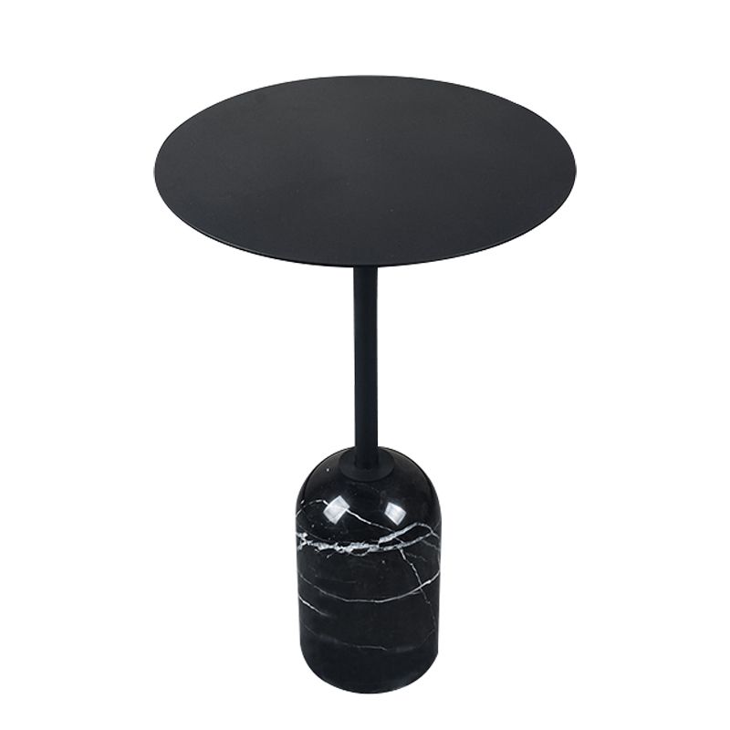 Contemporary Round Metal Side End Table Marble Pedestal Side Table