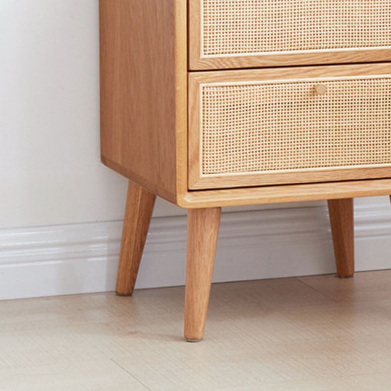 Modern Bed Nightstand Solid Wood Bedside Cabinet with 2 Drawers