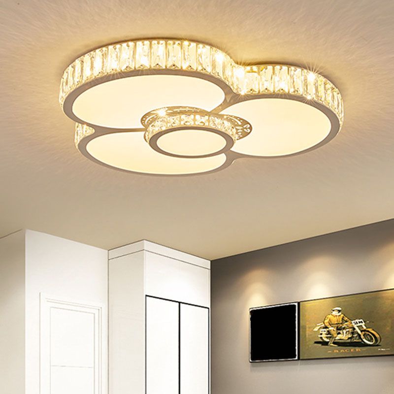 Twisting Flush Mount Lighting Simple Acrylique LED Bedroom Ceiling Light Fixture with Clear Crystal Trim