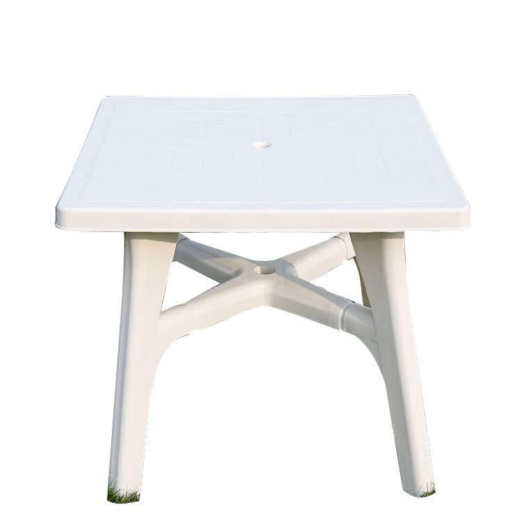 Plastic Outdoor Dining Table Modern Water Resistant Patio Table in White