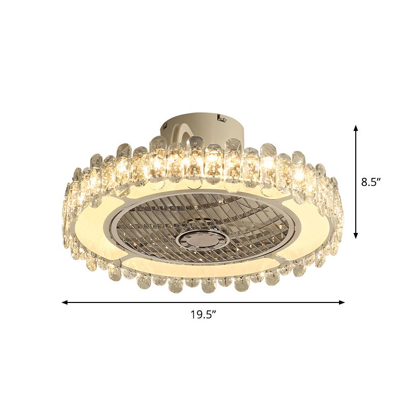 19,5 "W Crystal Crystal rond Semi Flush Simplicité LED PROSEMBLE PROSDE LAMPE FABE LAMPE en argent