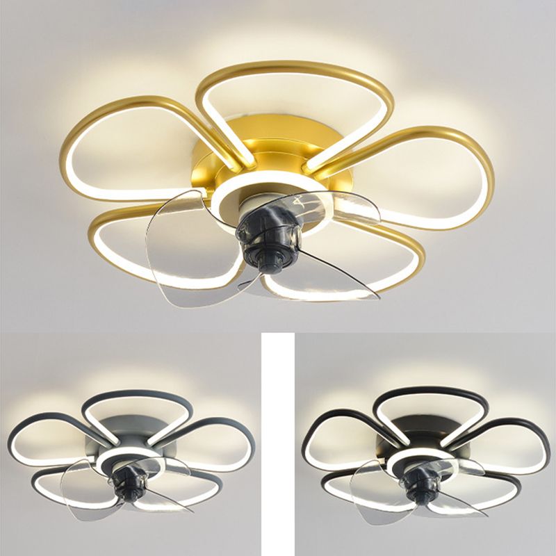 3-Blade Children Ceiling Fan Polish Finish LED Fan with Light for Home