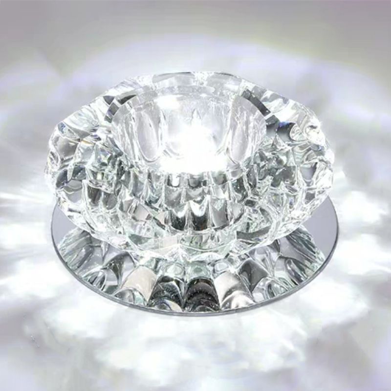 Modern Style Bowl Shape Ceiling Light Crystal 2 Light Ceiling Light with Hole 2-3.5'' Dia