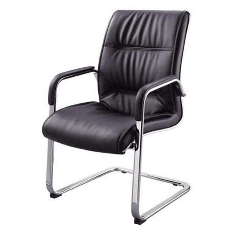 No Wheels Modern Conference Chair Fixed Arms Leather Management Conference Chair