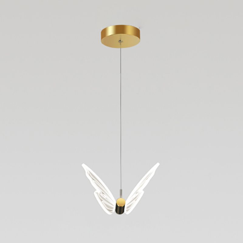 Butterfly Hanging Light Fixture Modern LED Pendant Lamp with Acrylic Shade for Bedroom