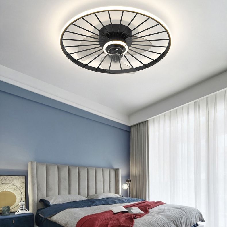 3-Blade Ceiling Fan White Contemporary Black/Golden Metal Fan with Light for Room