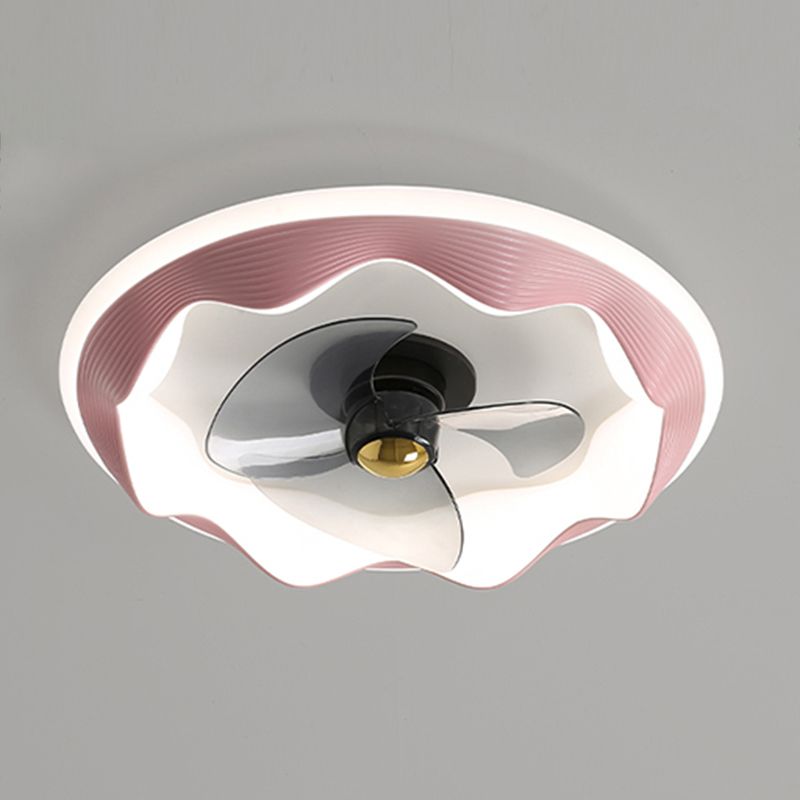 Round Ceiling Fan Light Modern Style Metal 1-Light LED Flush Light