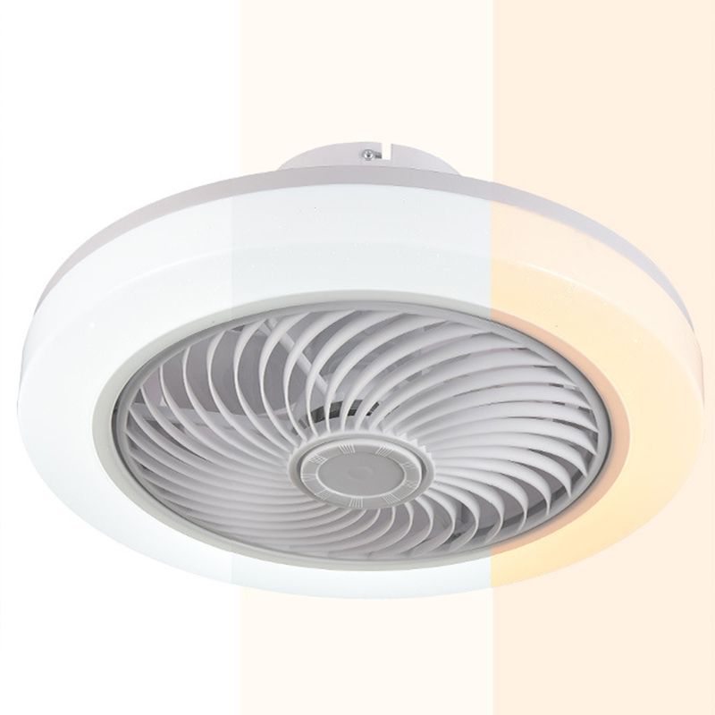 White Circular LED Ceiling Light in Modern Simplicity Wrought Iron Ceiling Fans with Acrylic Shade