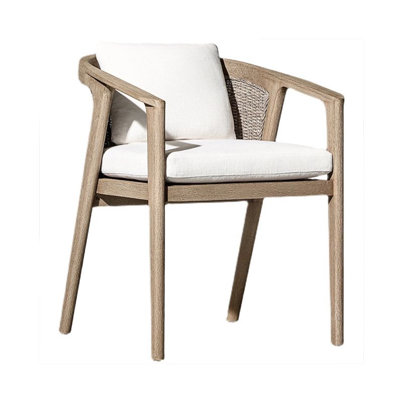 Contemporary Solid Wood Dining Armchair Open Back Outdoor Chair