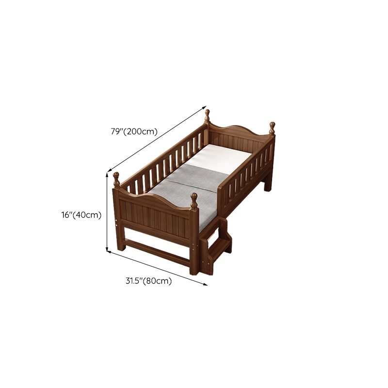 Traditional Nursery Crib Walnut Brown with Guardrail Nursery Bed