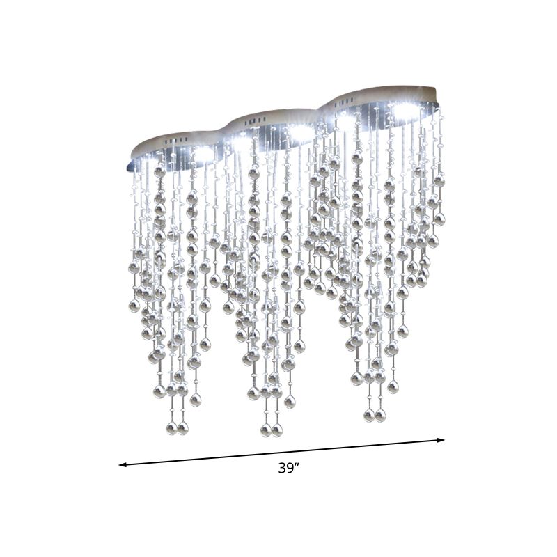 Raindrop Crystal Ceiling Mounted Fixture Modern LED Gold Flush Mount Lamp for Living Room